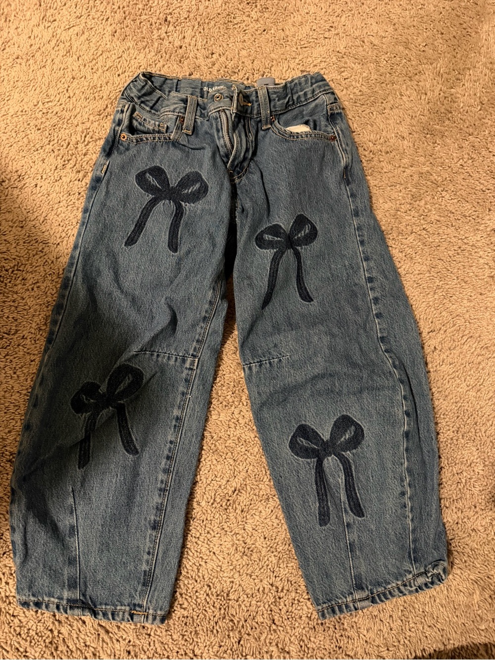Old Navy Girls Denim Jeans with Bow Prints - Blue